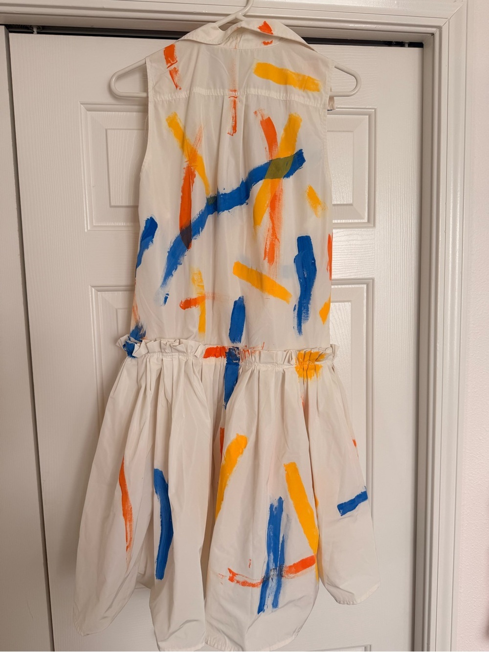 Avant Garde Painterly Brush Stroke Dress Drop Waist Bubble Hem Wearable Art - Picture 7 of 12